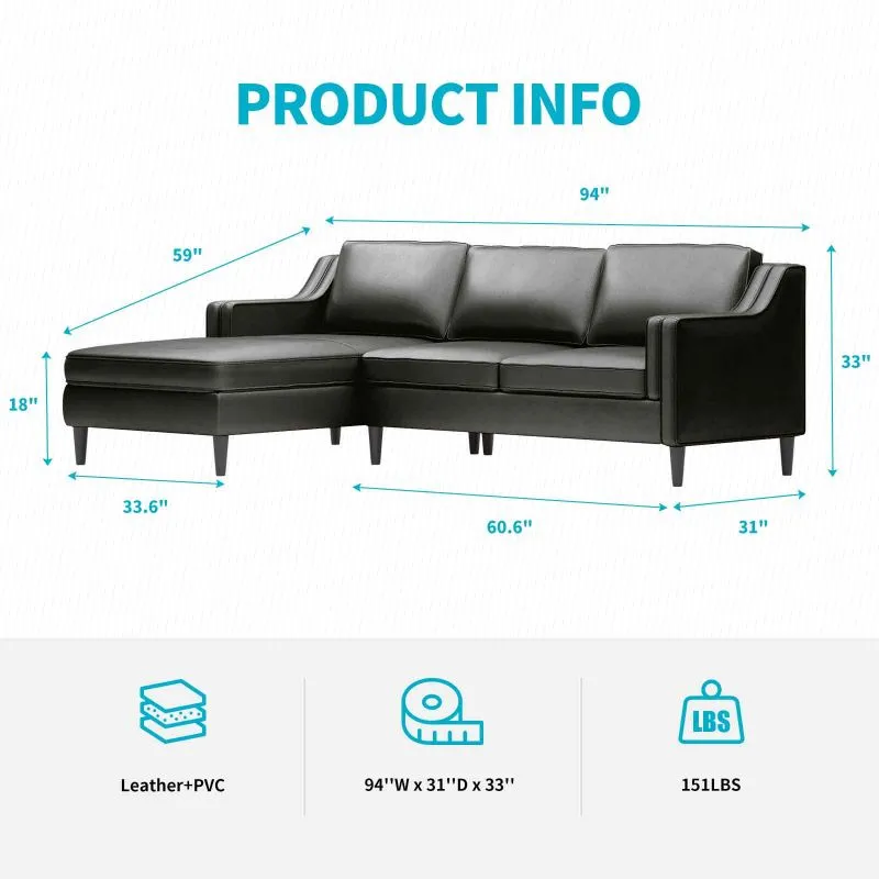 Cecer 2-Piece Leather Sectional Sofa with Chaise