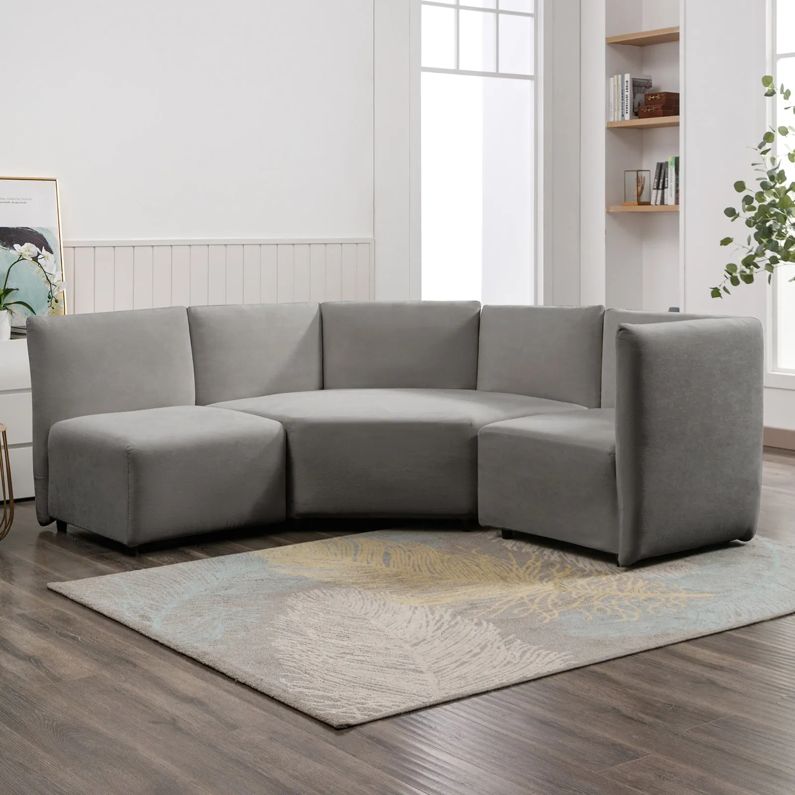 Cecer 3-Piece Free Combination Curved Modular Sectional Sofa