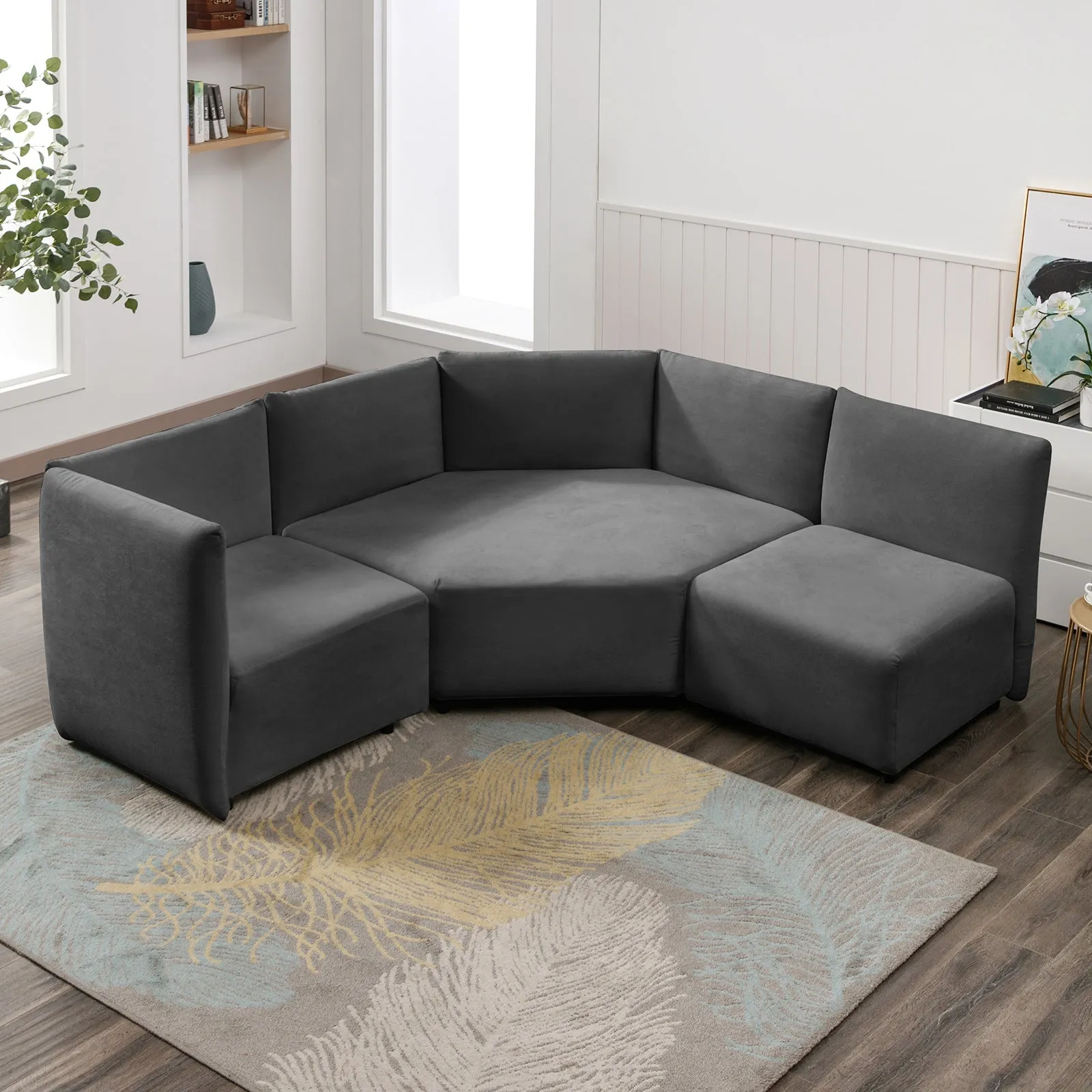 Cecer 3-Piece Free Combination Curved Modular Sectional Sofa