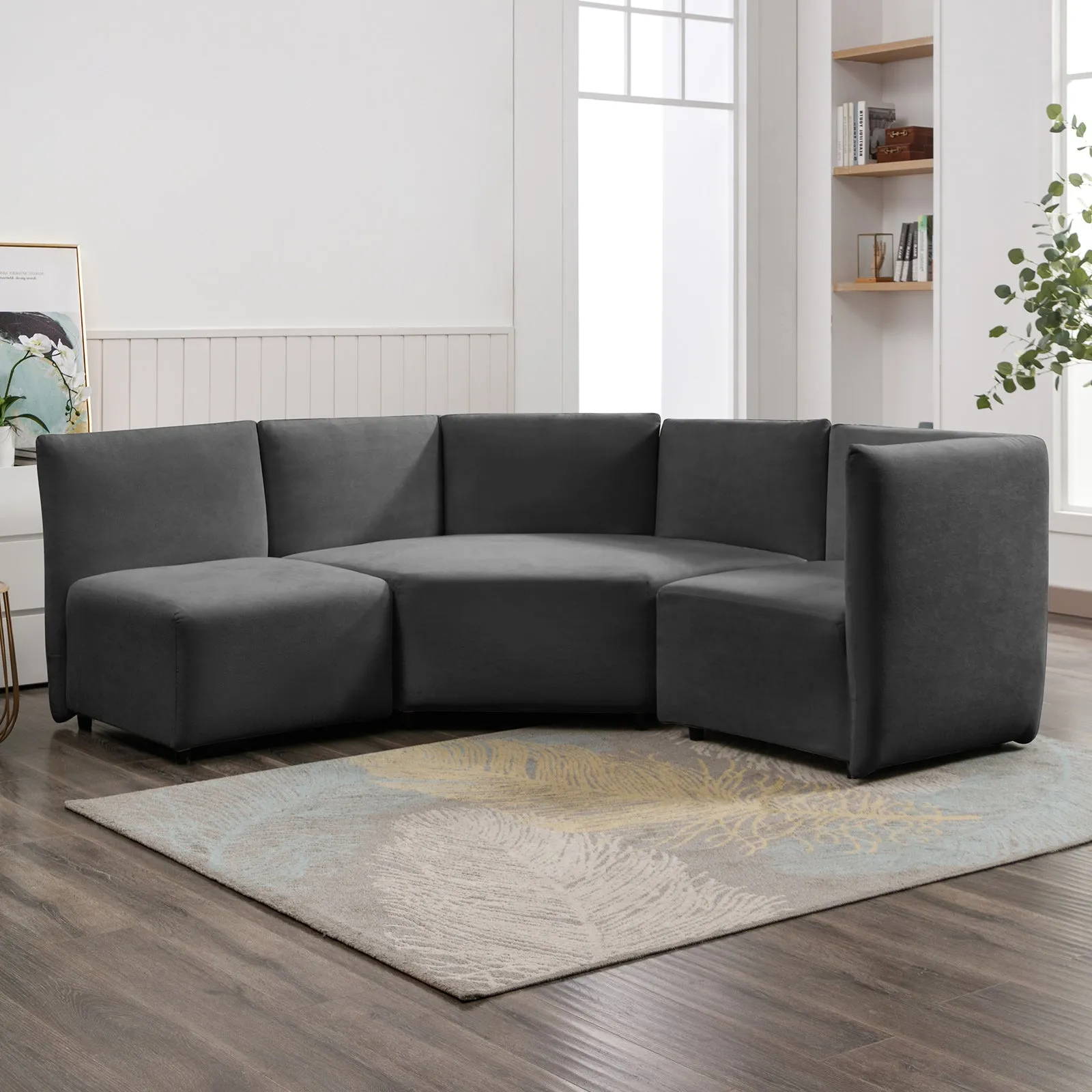 Cecer 3-Piece Free Combination Curved Modular Sectional Sofa