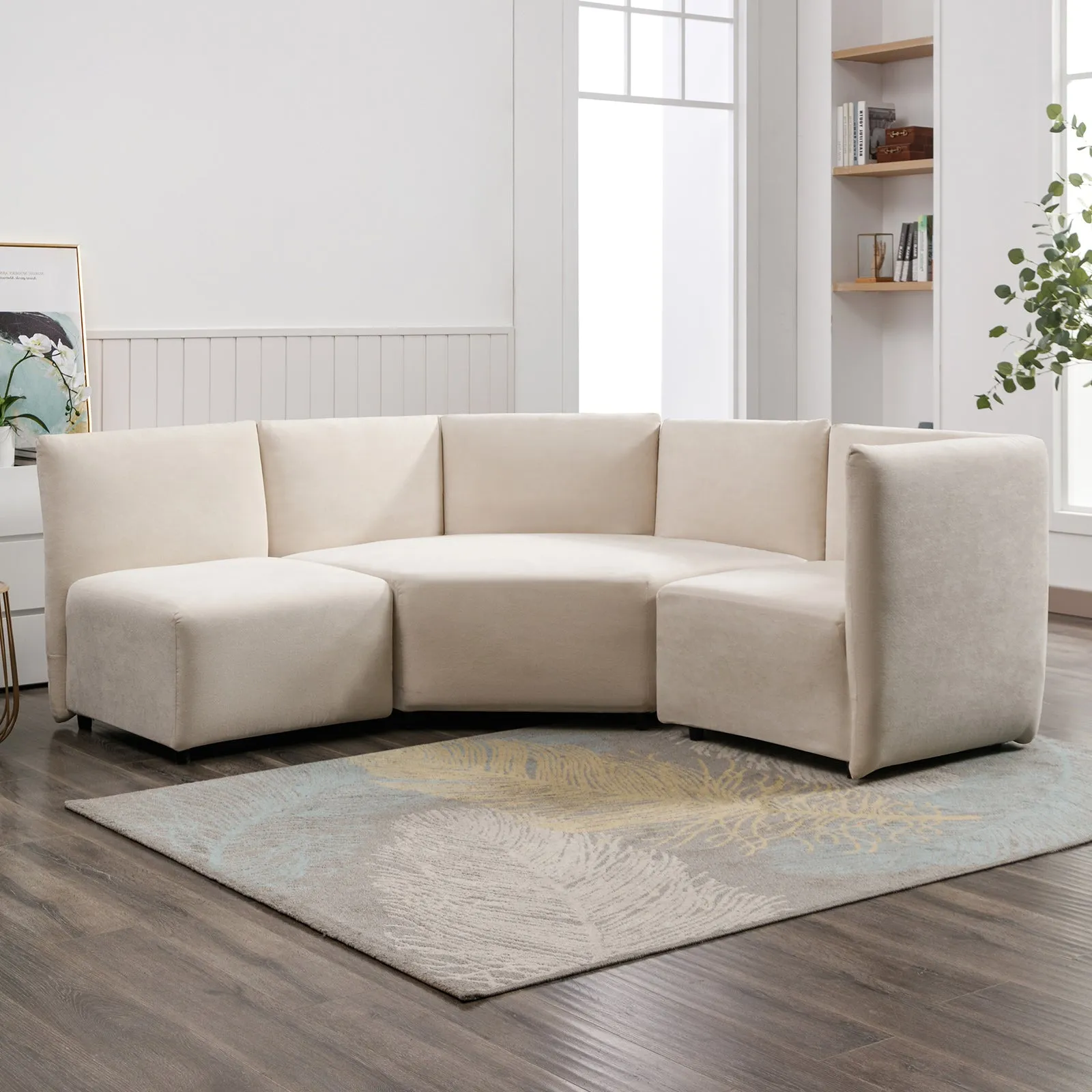 Cecer 3-Piece Free Combination Curved Modular Sectional Sofa
