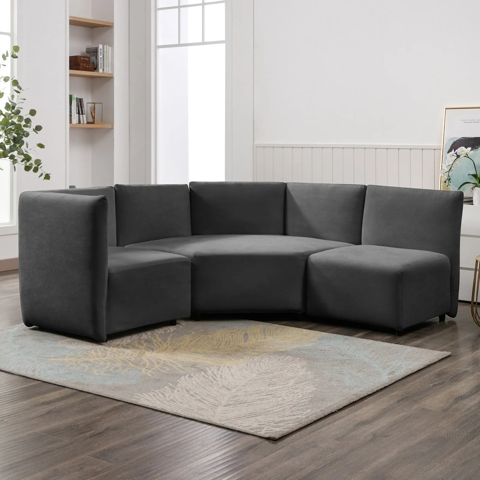 Cecer 3-Piece Free Combination Curved Modular Sectional Sofa