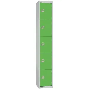 CG614-PS Elite Five Door Padlock Locker with Sloping Top Green
