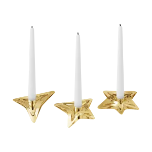 Christmas Candle Holders, 3 pcs - Gold