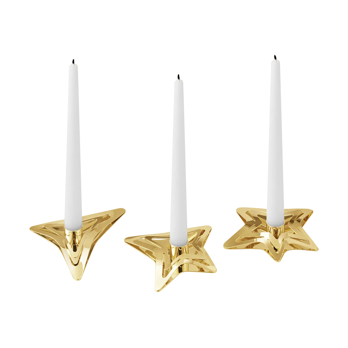 Christmas Candle Holders, 3 pcs - Gold