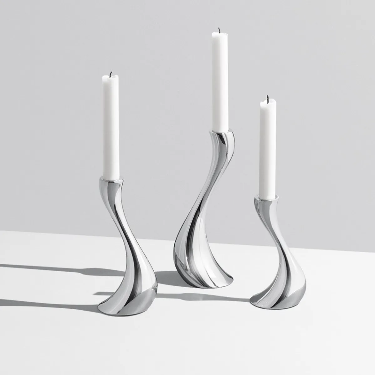 Chrome Wave Candle Holders
