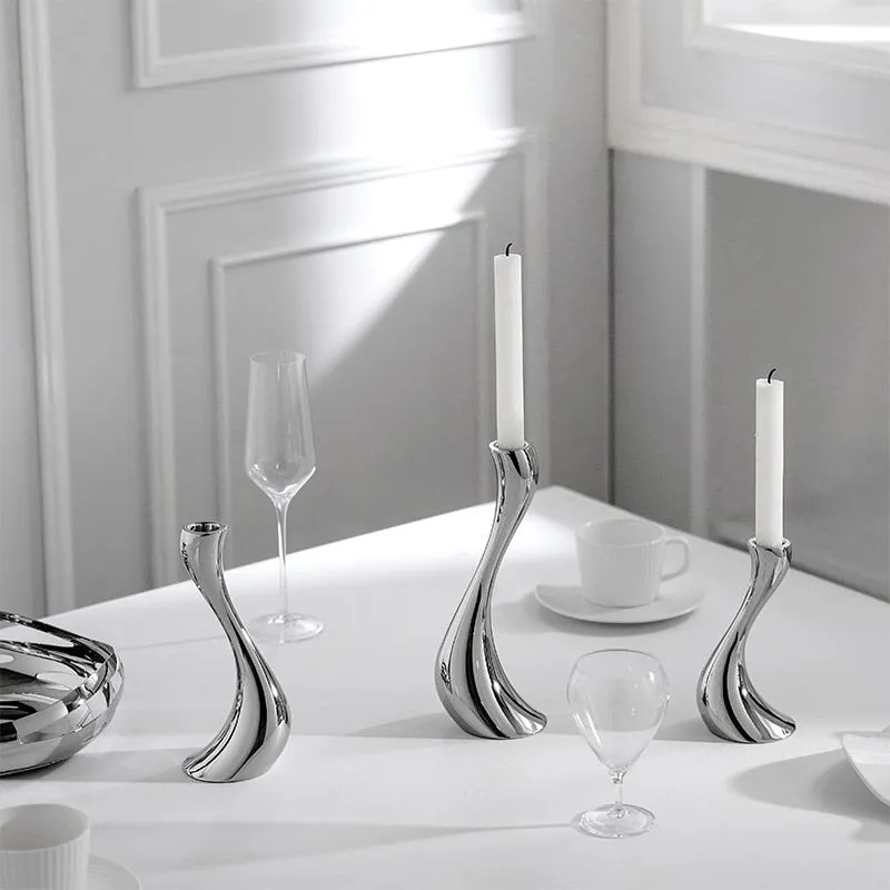 Chrome Wave Candle Holders