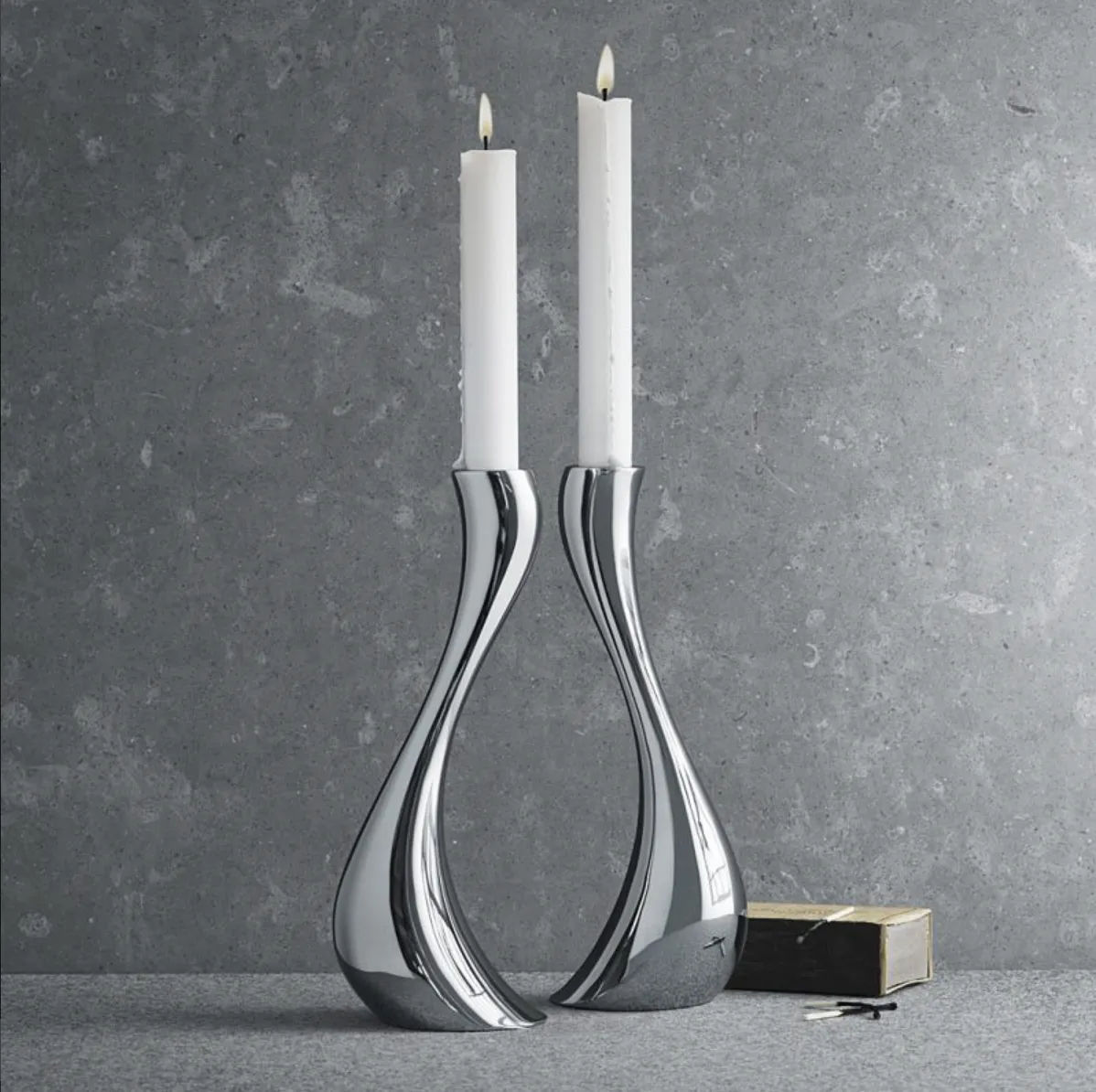 Chrome Wave Candle Holders