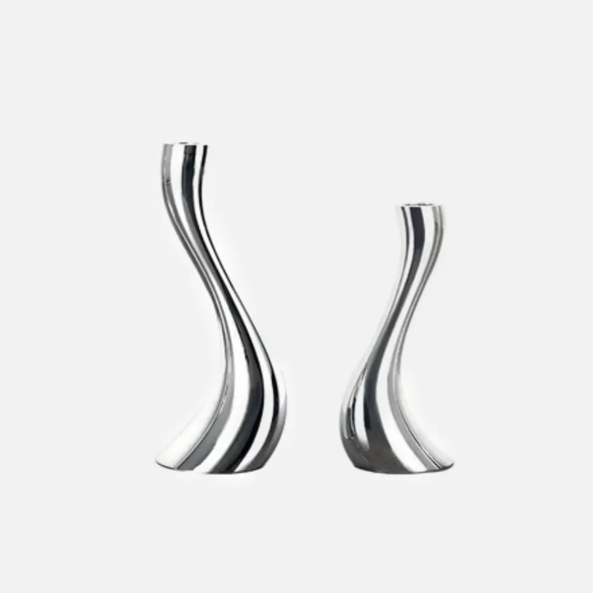 Chrome Wave Candle Holders