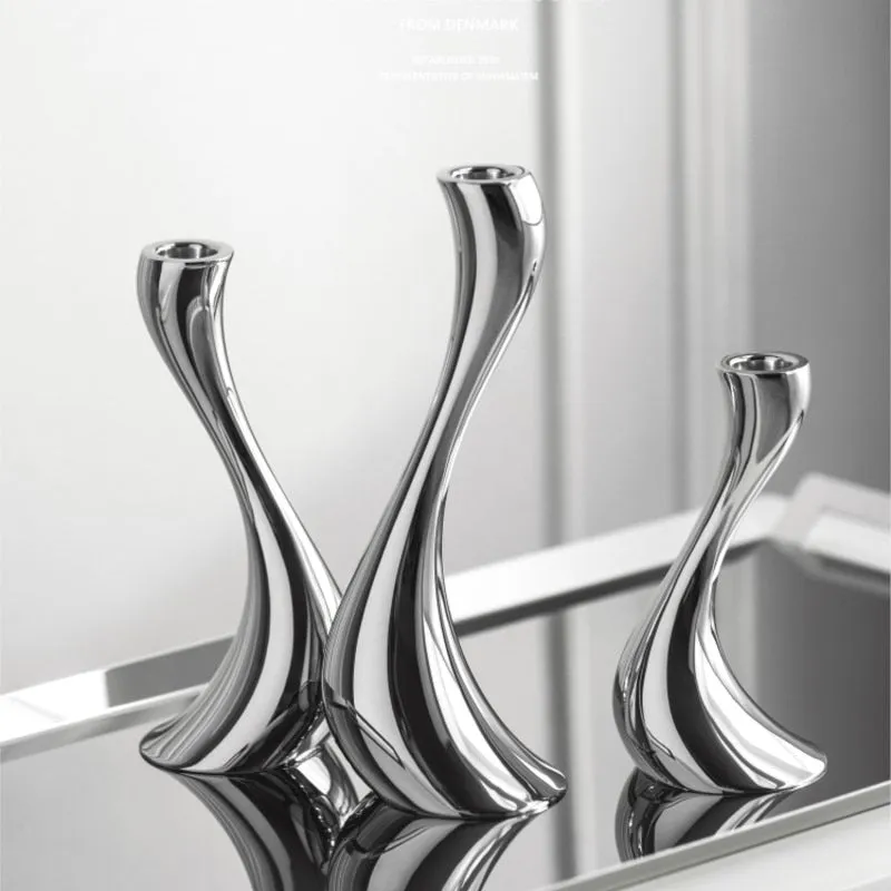 Chrome Wave Candle Holders