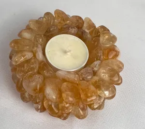 Citrine Tumbled Stone Crystal Candle Holder