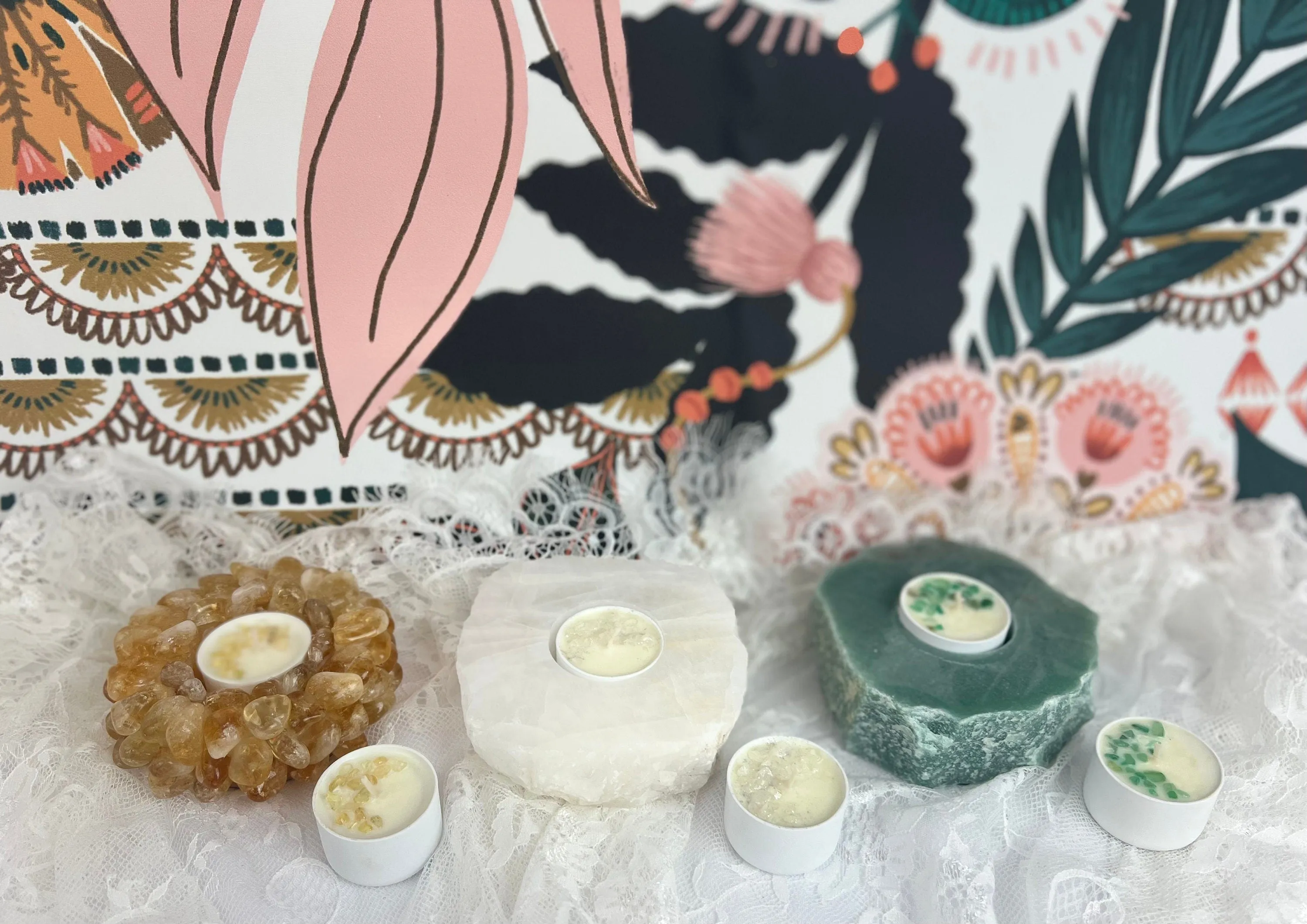 Citrine Tumbled Stone Crystal Candle Holder