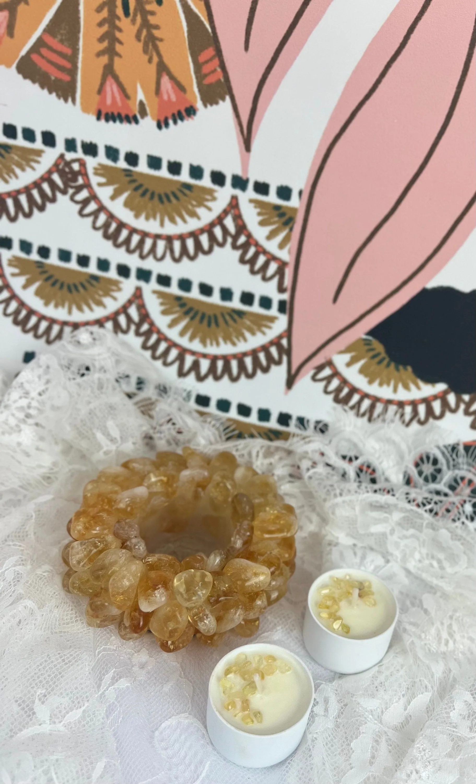 Citrine Tumbled Stone Crystal Candle Holder