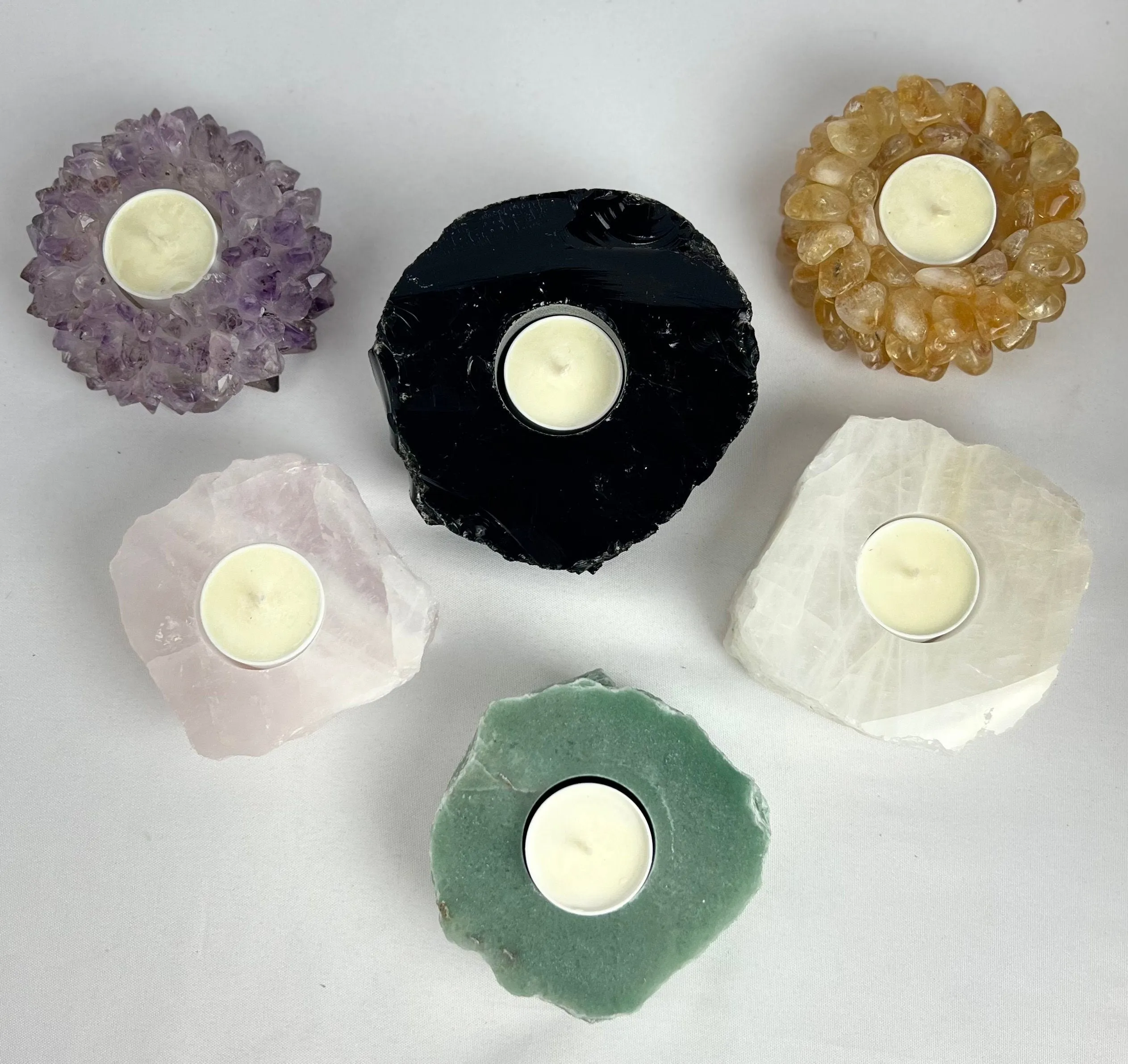 Citrine Tumbled Stone Crystal Candle Holder