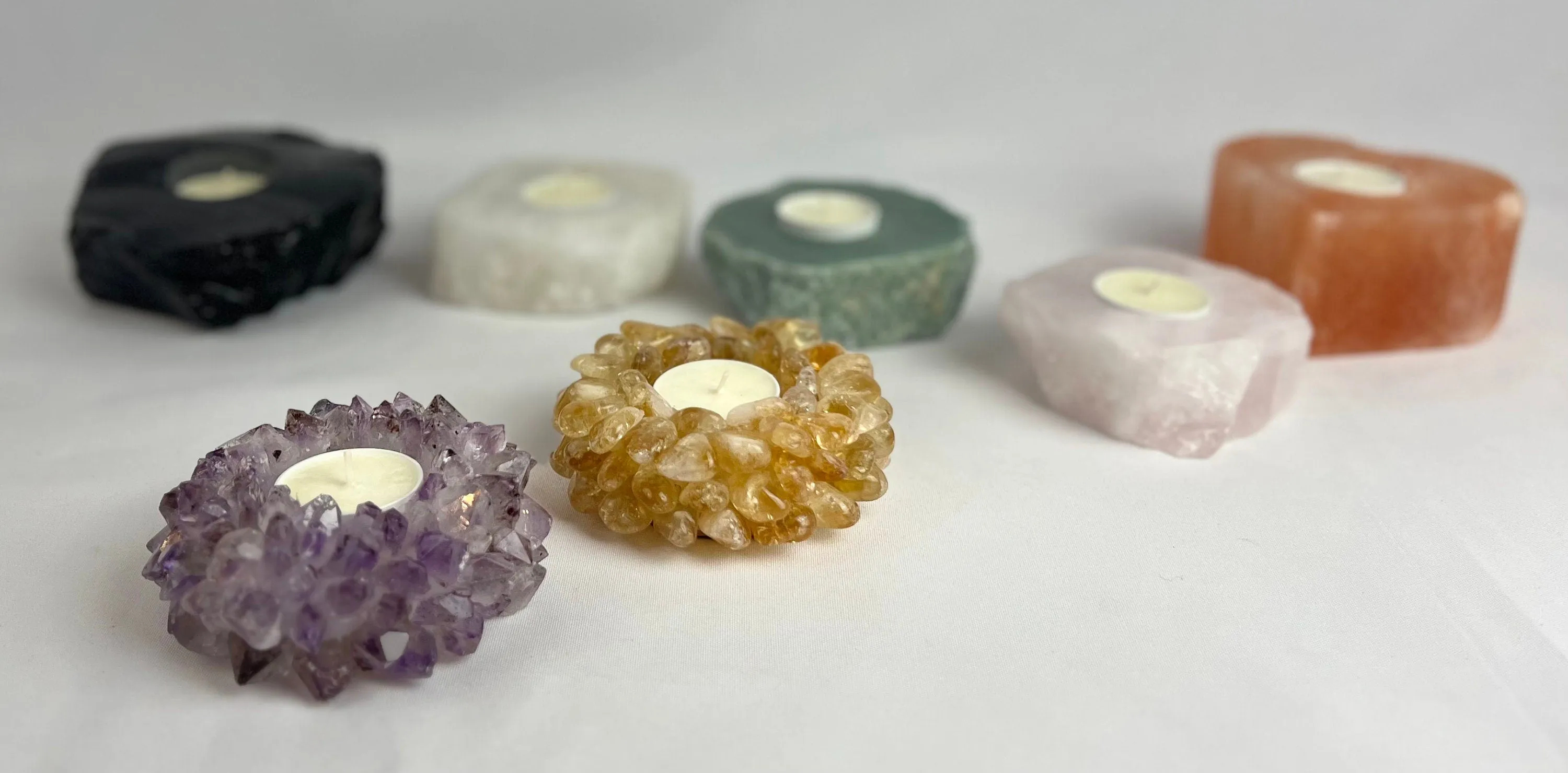 Citrine Tumbled Stone Crystal Candle Holder