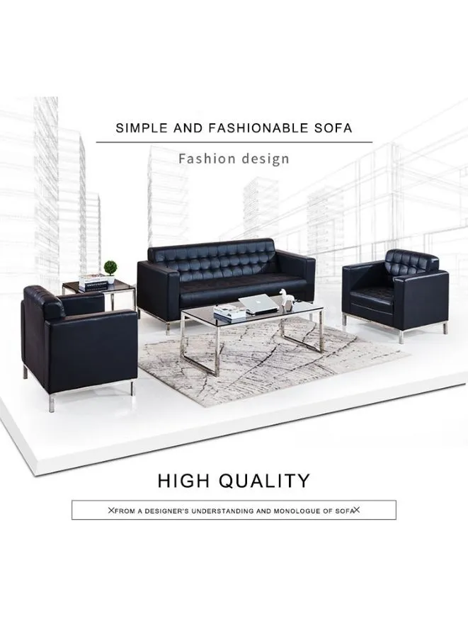 Classic Black Leather 1 Seater Sofa- Best for Homes, Offices, or Receptions