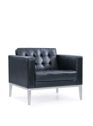 Classic Black Leather 1 Seater Sofa- Best for Homes, Offices, or Receptions