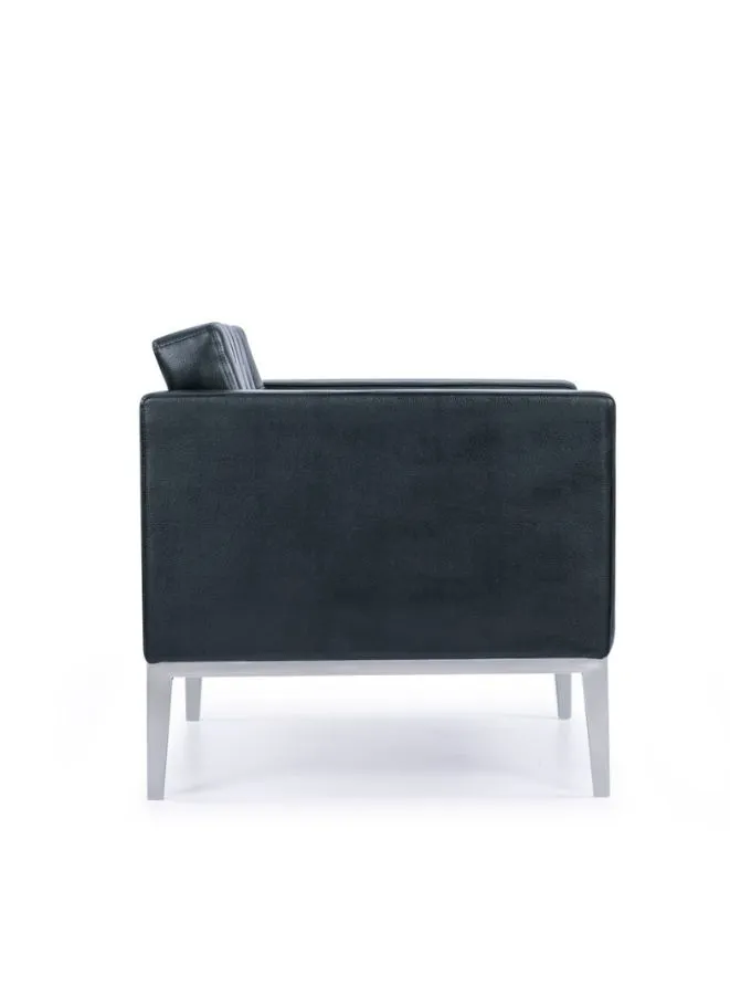 Classic Black Leather 1 Seater Sofa- Best for Homes, Offices, or Receptions