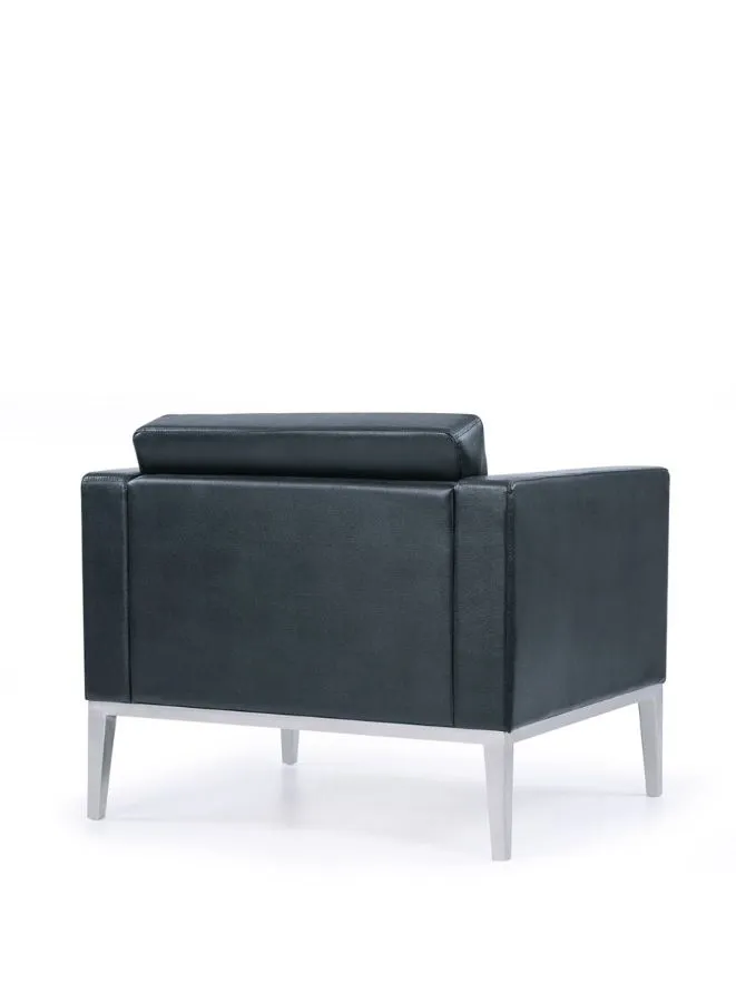Classic Black Leather 1 Seater Sofa- Best for Homes, Offices, or Receptions