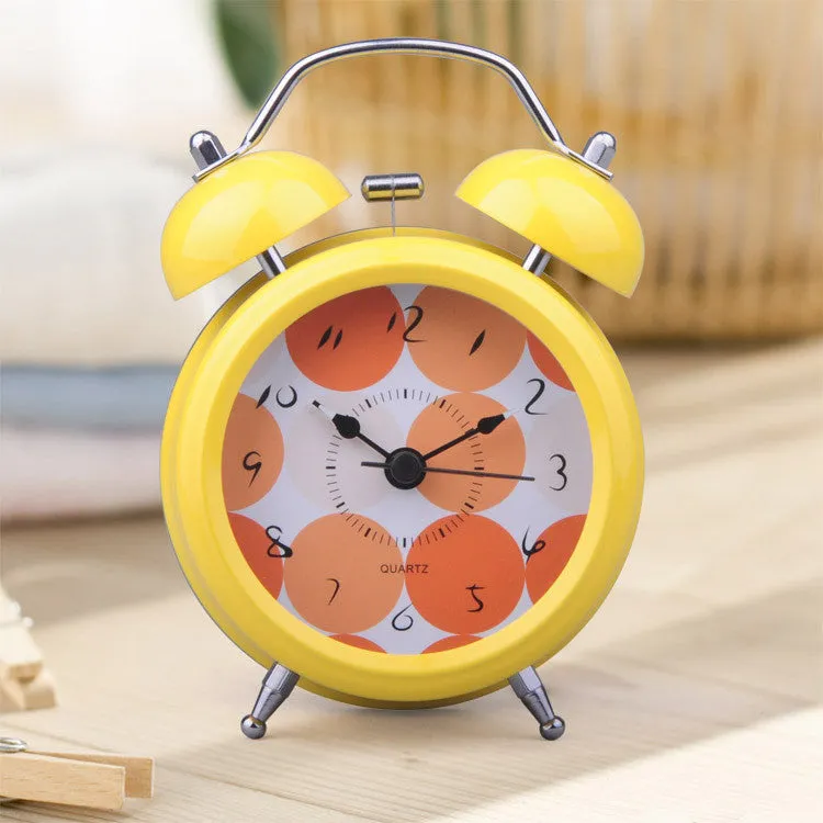 Classic Metal Twin Bell 3 inches Flower Tree Desk Table Alarm Clock