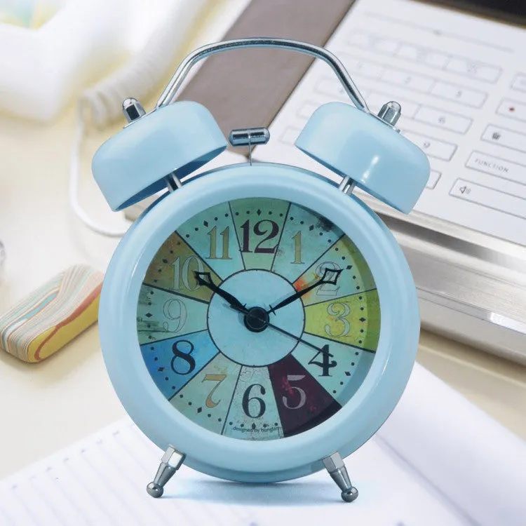 Classic Metal Twin Bell 3 inches Flower Tree Desk Table Alarm Clock