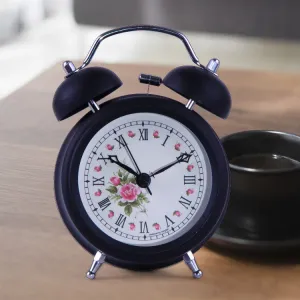 Classic Metal Twin Bell 3 inches Flower Tree Desk Table Alarm Clock