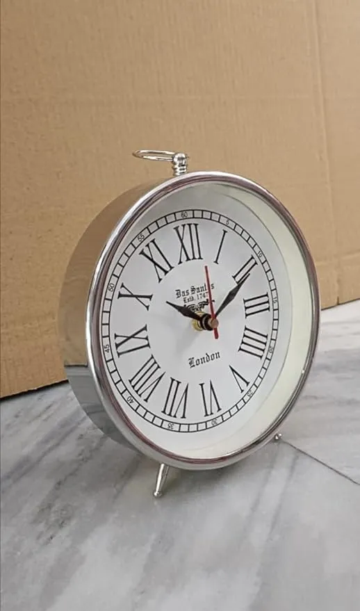 Clock Handicraft Pure Metal Table Desk Clock Copper Finish Clock Antique Style Designer Home Office 6 inch