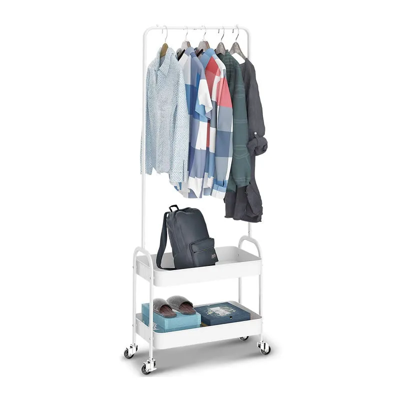 Clothing Rack With 2-Tier Basket