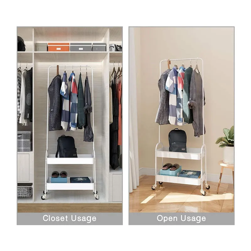 Clothing Rack With 2-Tier Basket