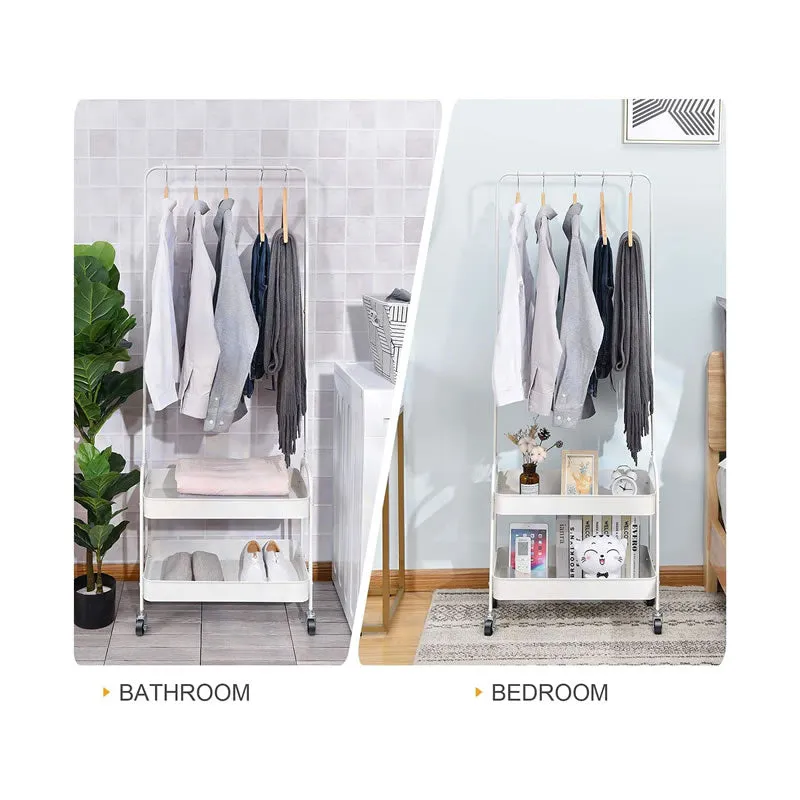 Clothing Rack With 2-Tier Basket