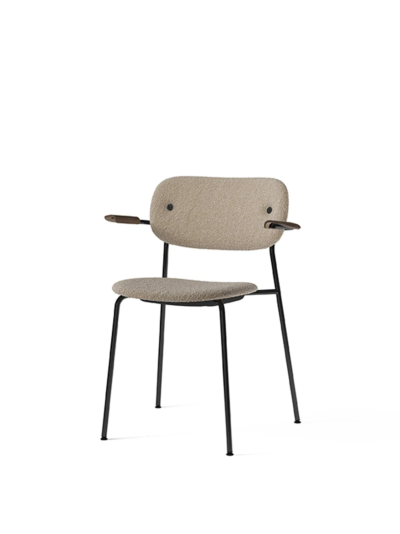 Co Dining Chair, fully upholstered with armrest, Black