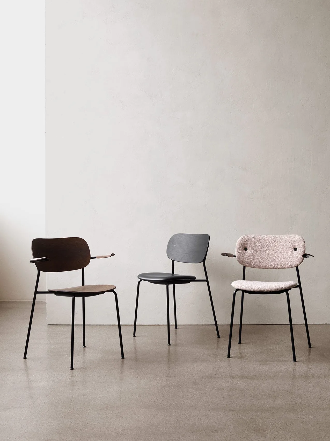Co Dining Chair, fully upholstered with armrest, Black