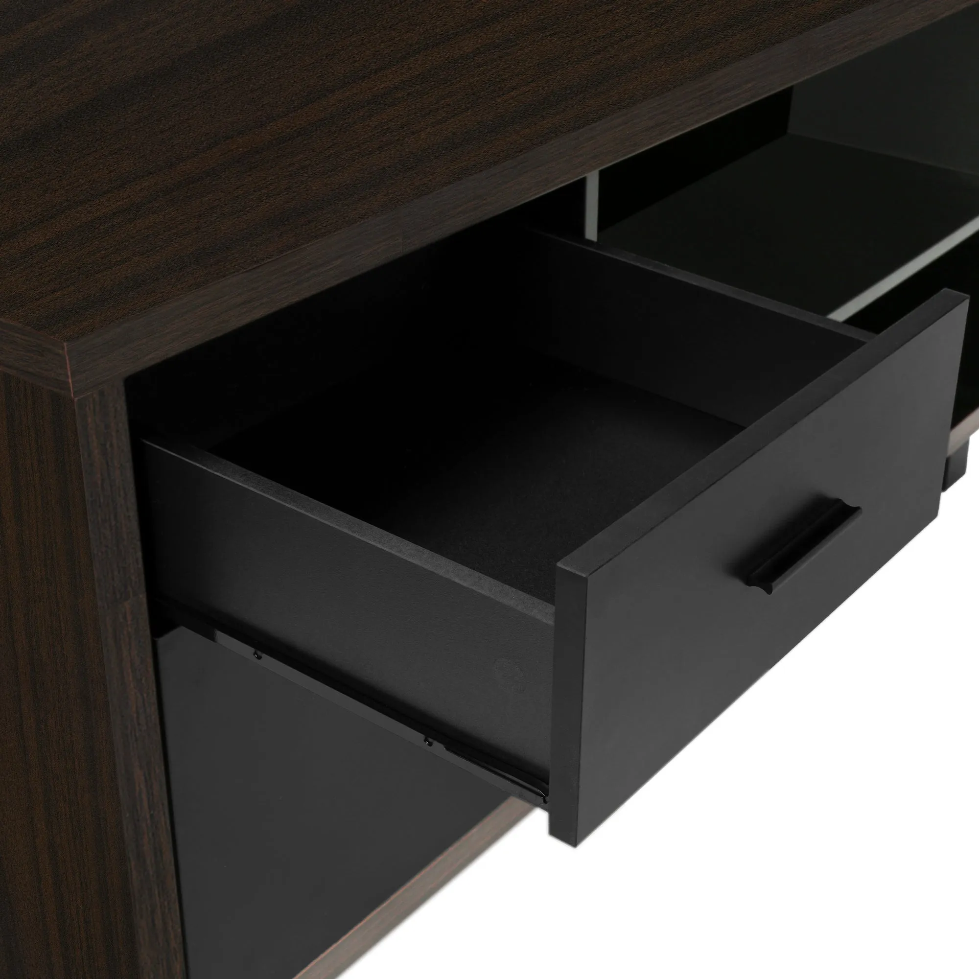 Computer Desk - 72"L Espresso / Black Executive Corner
