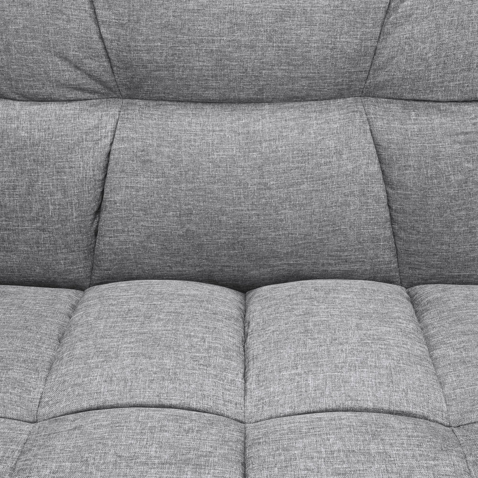 Convertible Linen Tufted Futon w/ 2 Plush Pillows, Split-Back Design