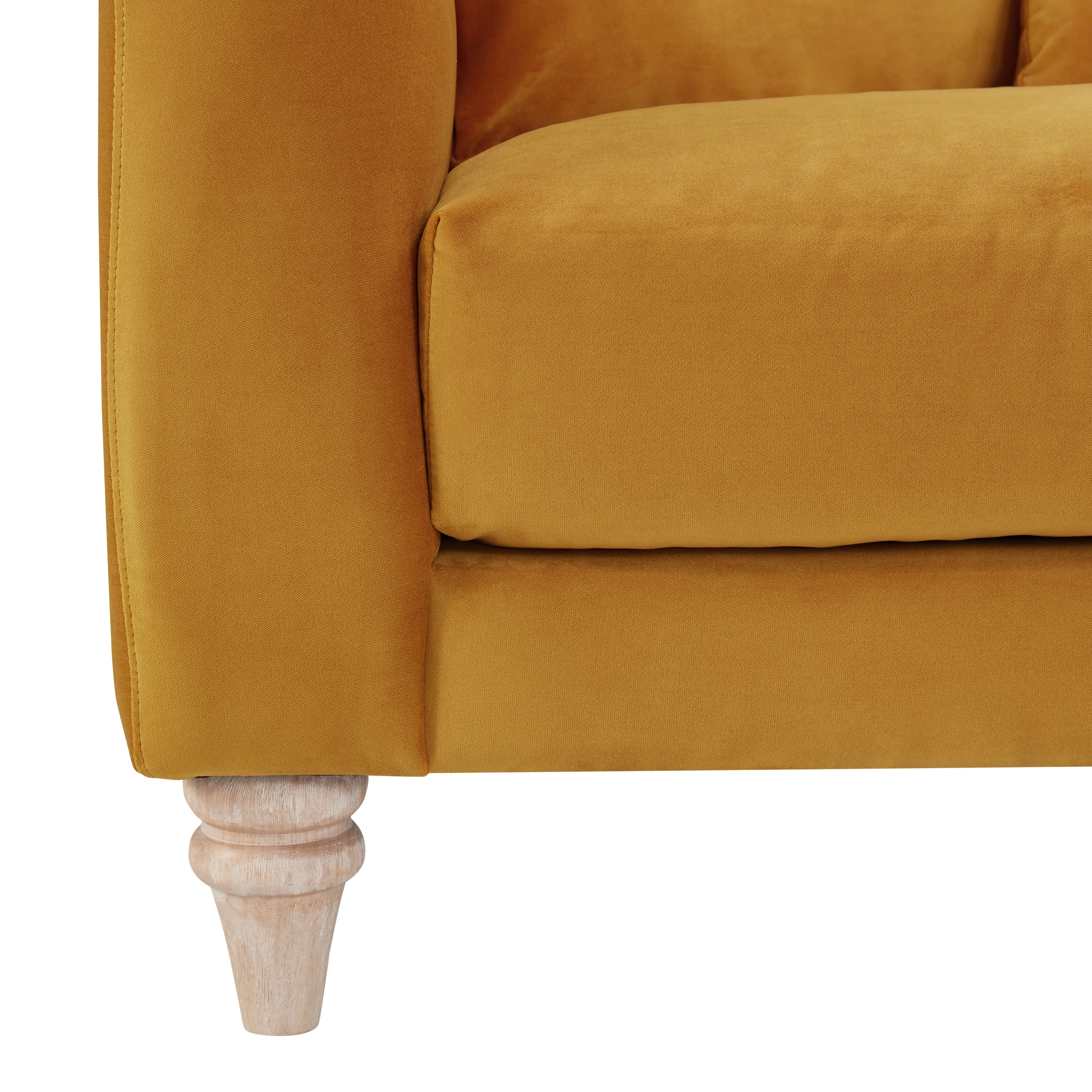 Covent 3 Seater Sofa With Scatter Back Cushions, Luxury Mustard Velvet