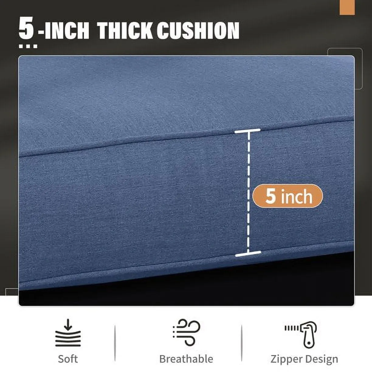 CozyHom 3 Seats Aluminum Outdoor Patio Sofa Furniture Sets, Outdoor Aluminum Sofa Metal Conversation Sofa With Cushions, Blue