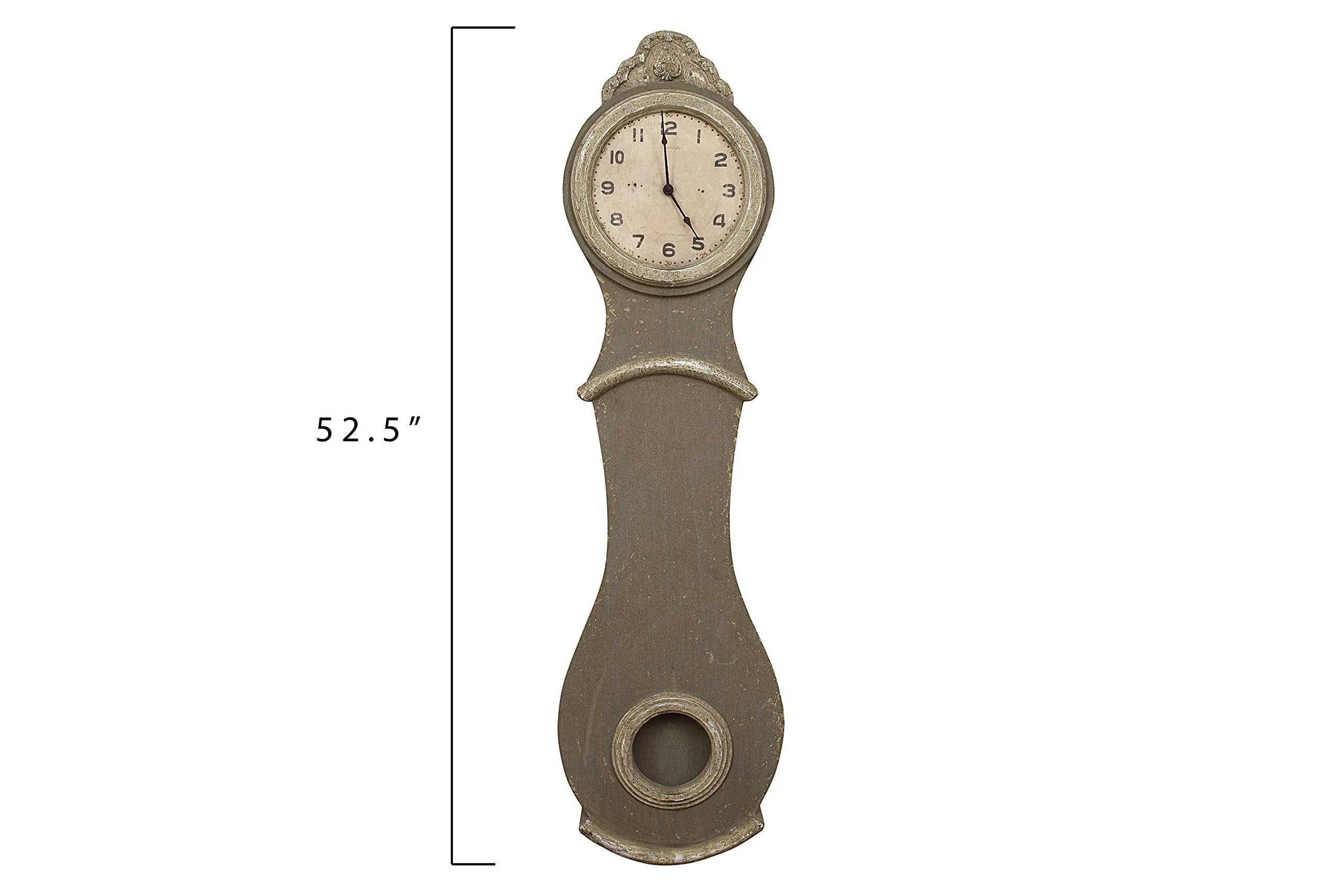 Creative Co-Op Distressed Grey Wood Grandfather Style Wall Clock