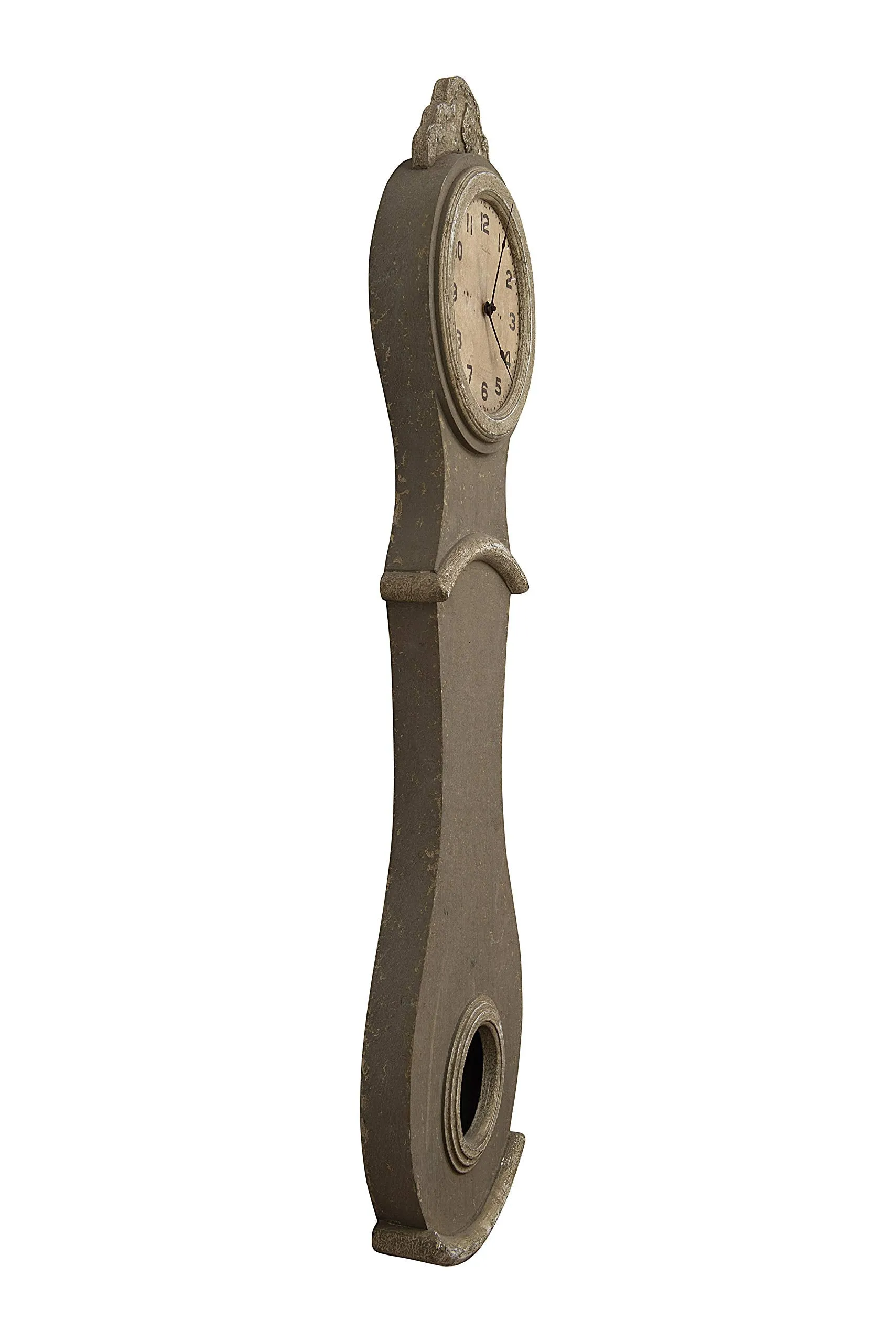Creative Co-Op Distressed Grey Wood Grandfather Style Wall Clock