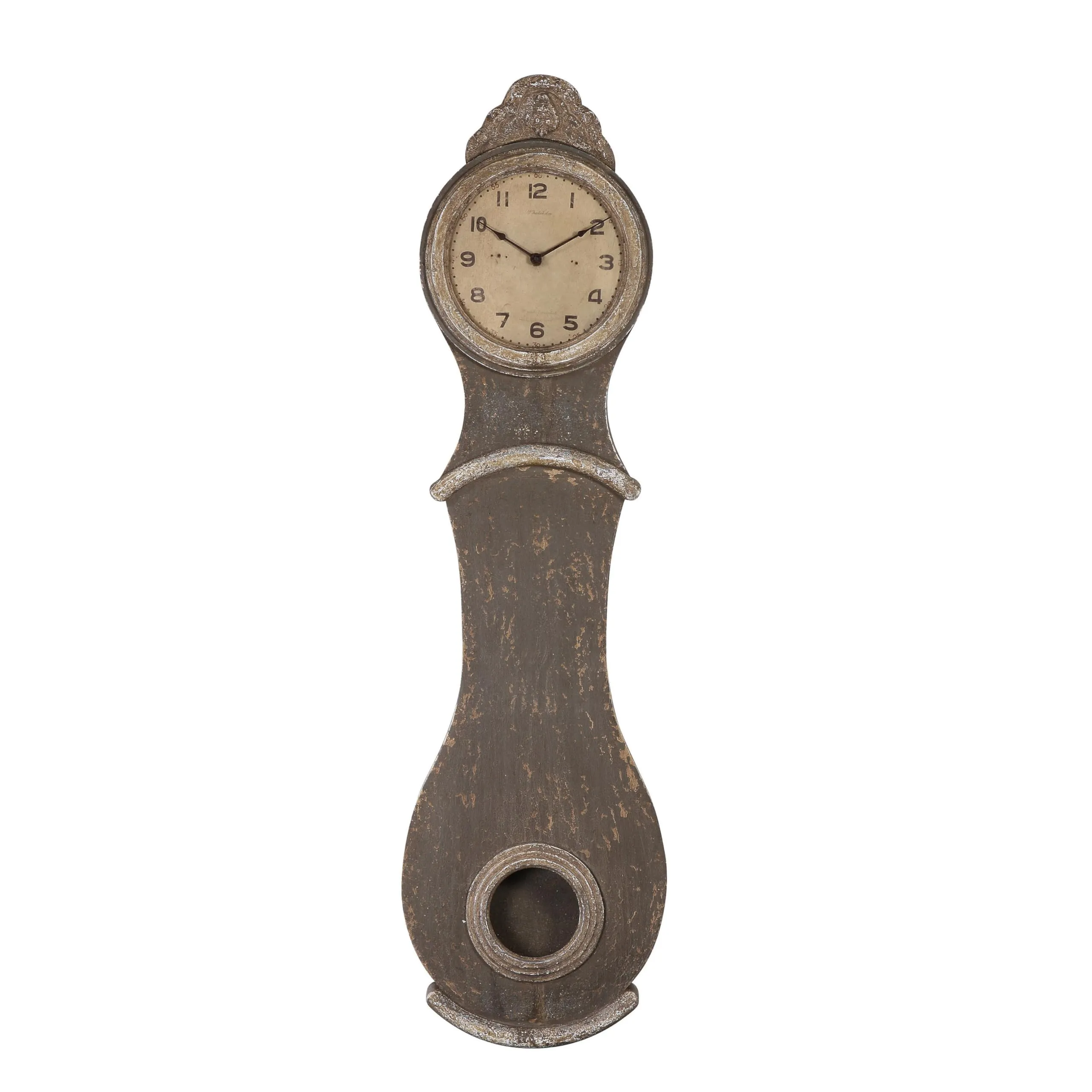 Creative Co-Op Distressed Grey Wood Grandfather Style Wall Clock