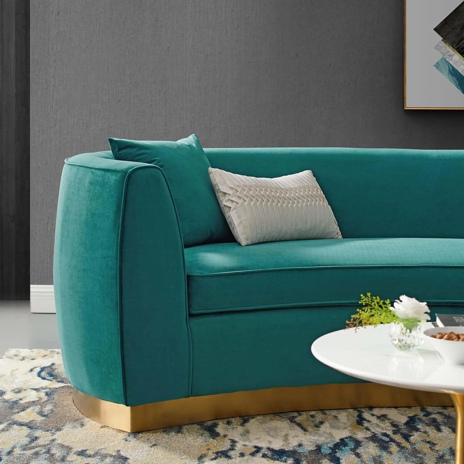 Curvy Velvet Sofa in Teal