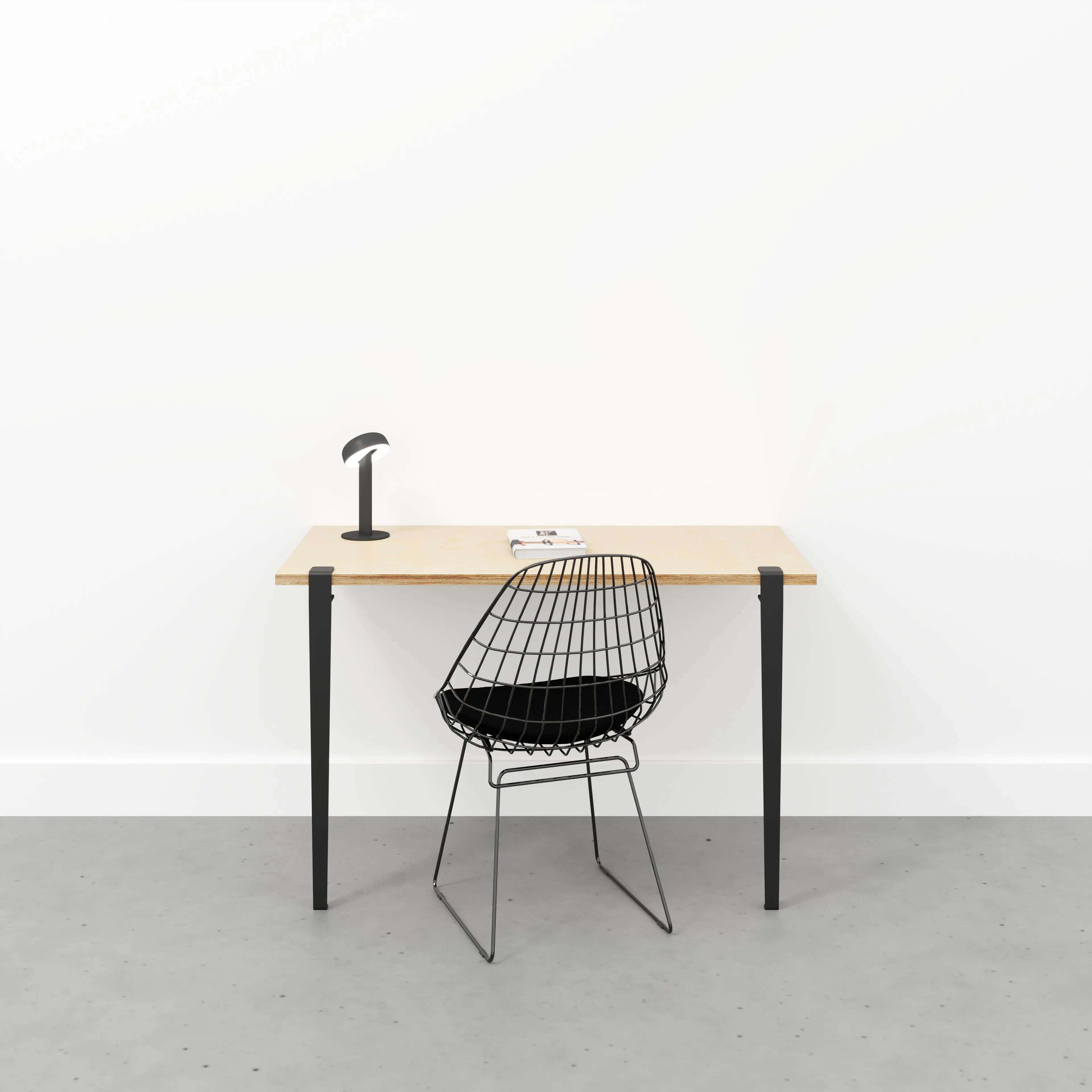 Custom Plywood Wall Desk with Tiptoe Legs and Wall Battens