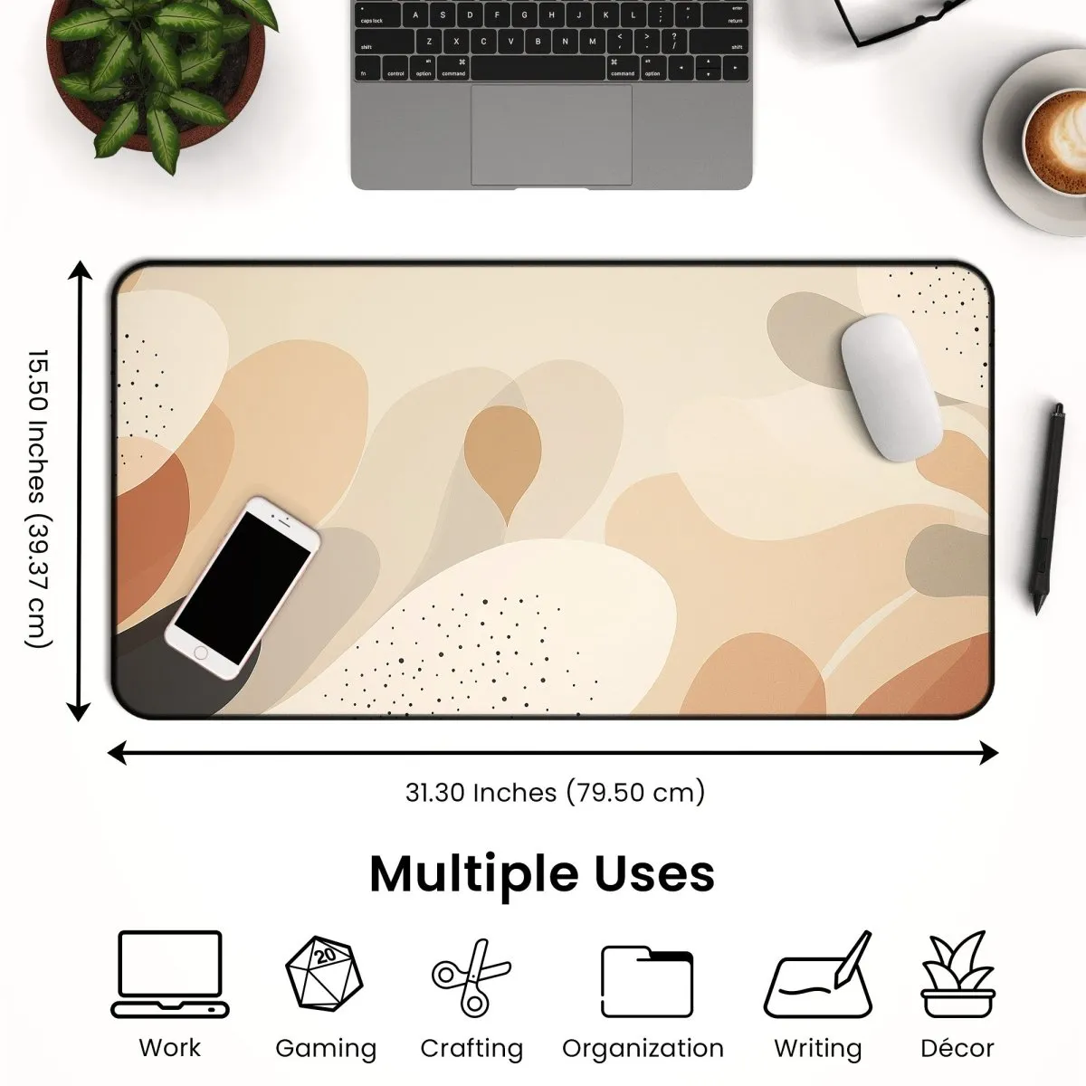 Cute Boho Desk Mat – Large Minimalist Mouse Pad for Modern Desks – Aesthetic and Stylish Workspace Decor