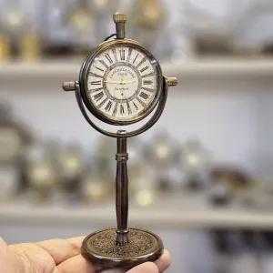 DanMart Antique Style Brass Desk Clock Vinatge Style Table Desk Office Desk Decorative 6 inch