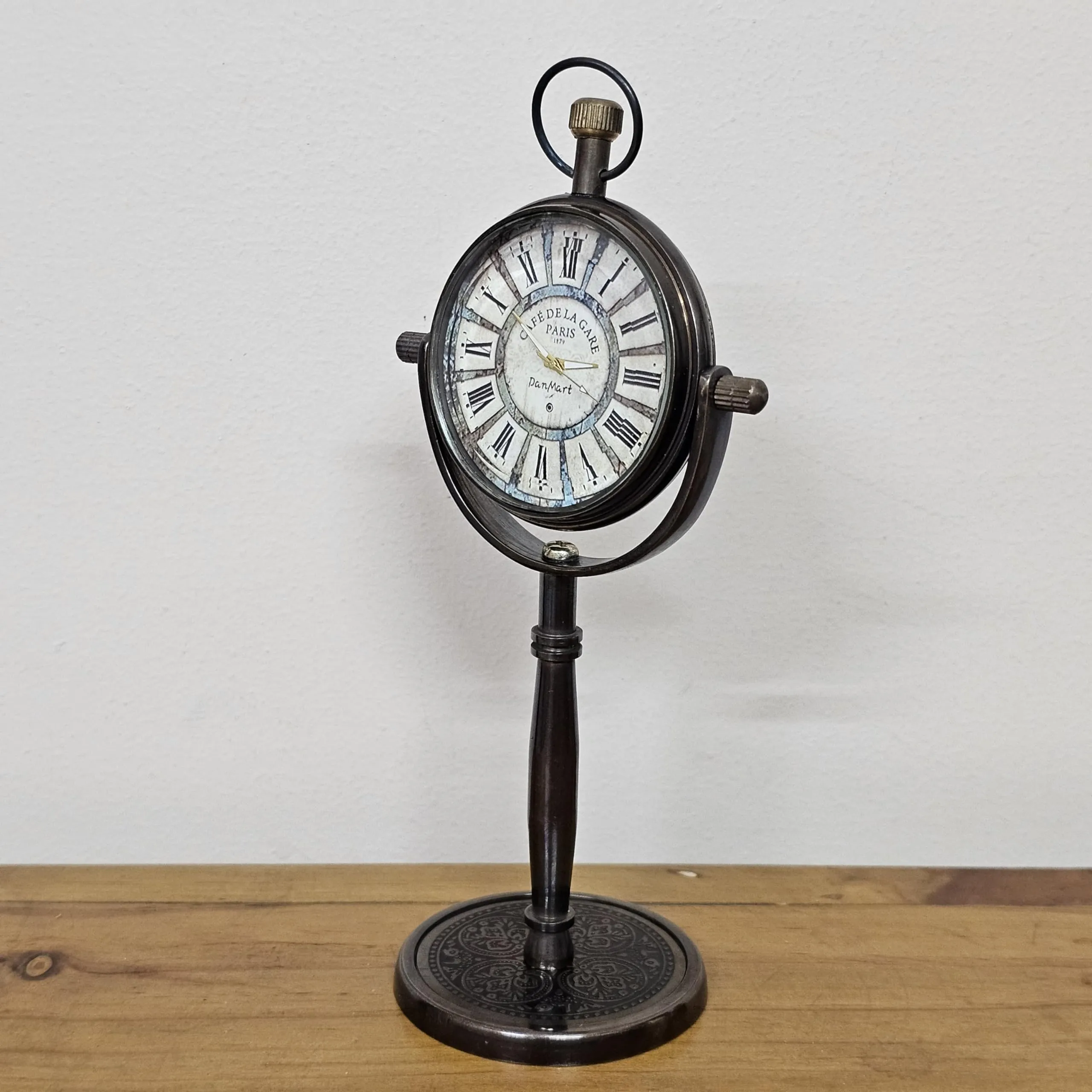 DanMart Antique Style Brass Desk Clock Vinatge Style Table Desk Office Desk Decorative 6 inch