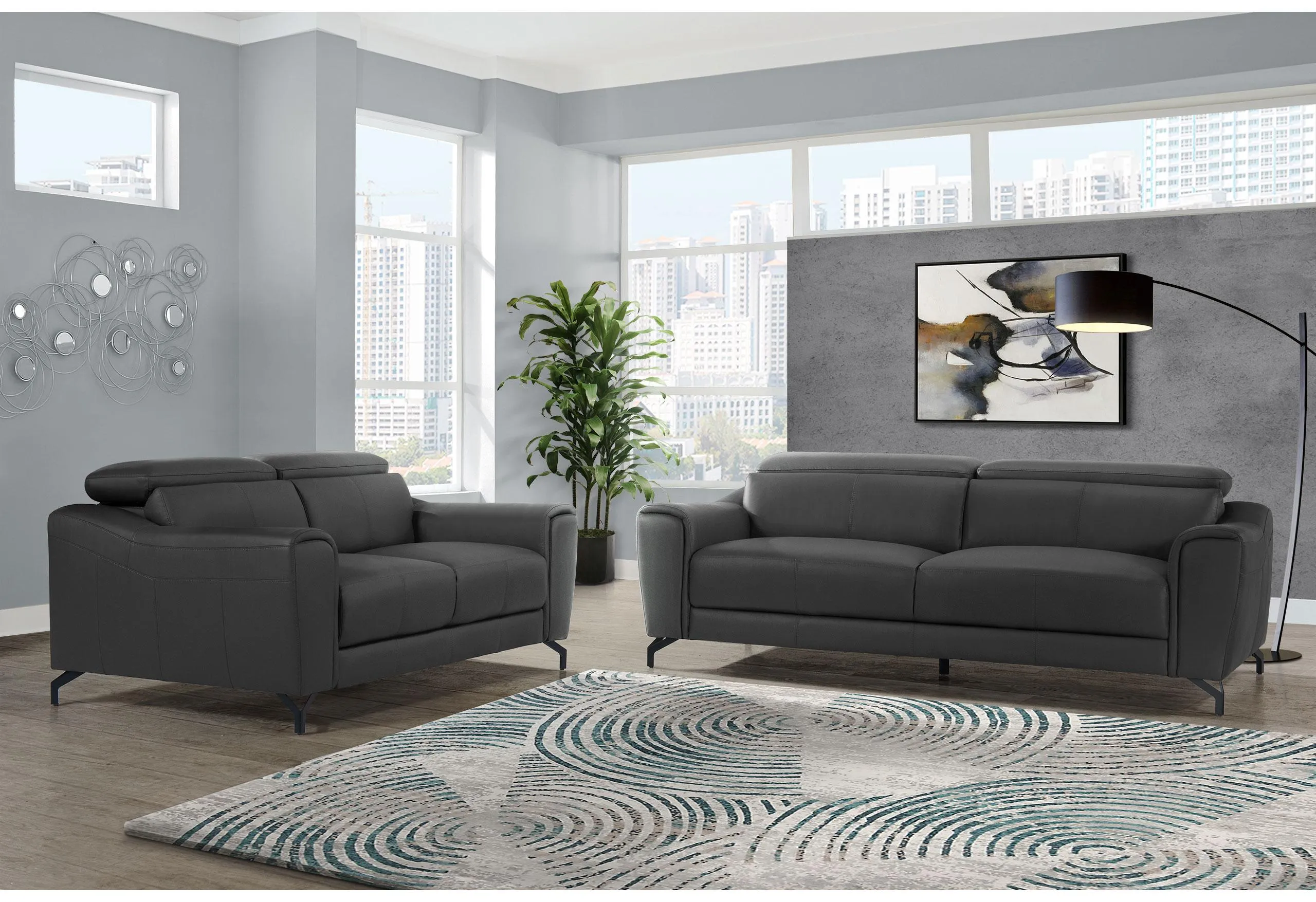 Dark Grey Sofa/Loveseat - Dual Seating Option