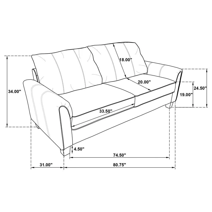 Davis Upholstered Rolled Arm Sofa Grey