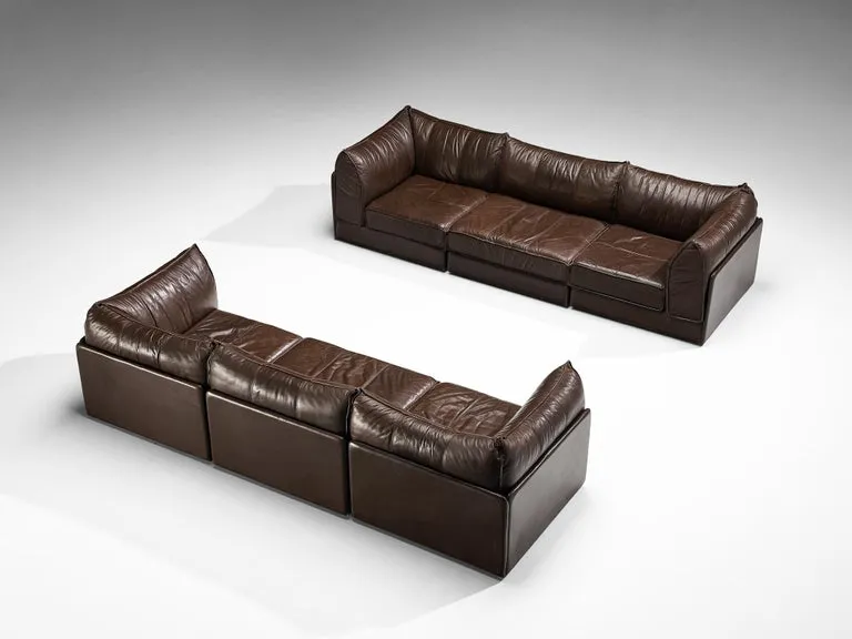 De Sede 'Pagoda' DS-19 Sofas in Dark Brown Leather