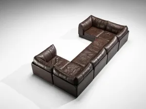 De Sede 'Pagoda' DS-19 Sofas in Dark Brown Leather