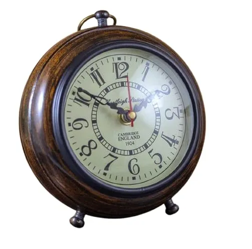 Delight Enterprises Antique Style Office Home Decor handicrafts Items Wedding Gift Bedroom Living Room Office Desk Clock(Wood, Brown)