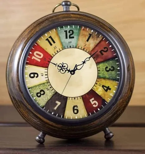 Desk Clock Wooden Table Clock Nautical Style Desk Clock Home & Office Study Living Room Decoration Gift (Brown 6" Inch)